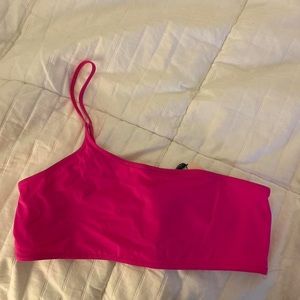 Hot pink one shoulder bikini top